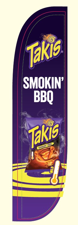 TAKIS Smokin BBQ Feather Flag with fillable base
